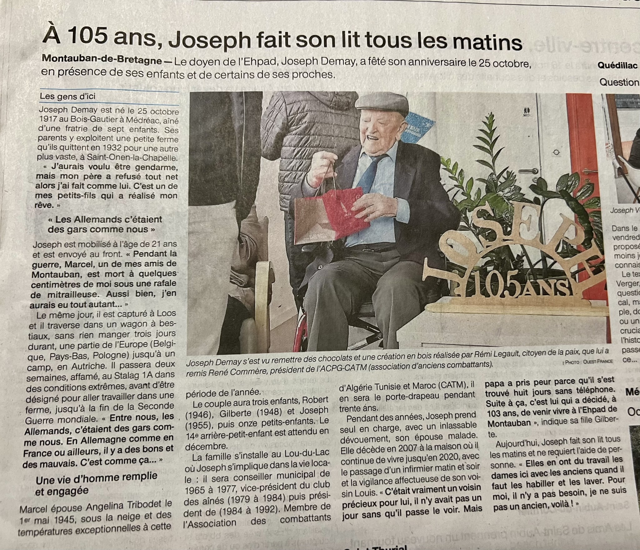 Article Ouest France M. Demay